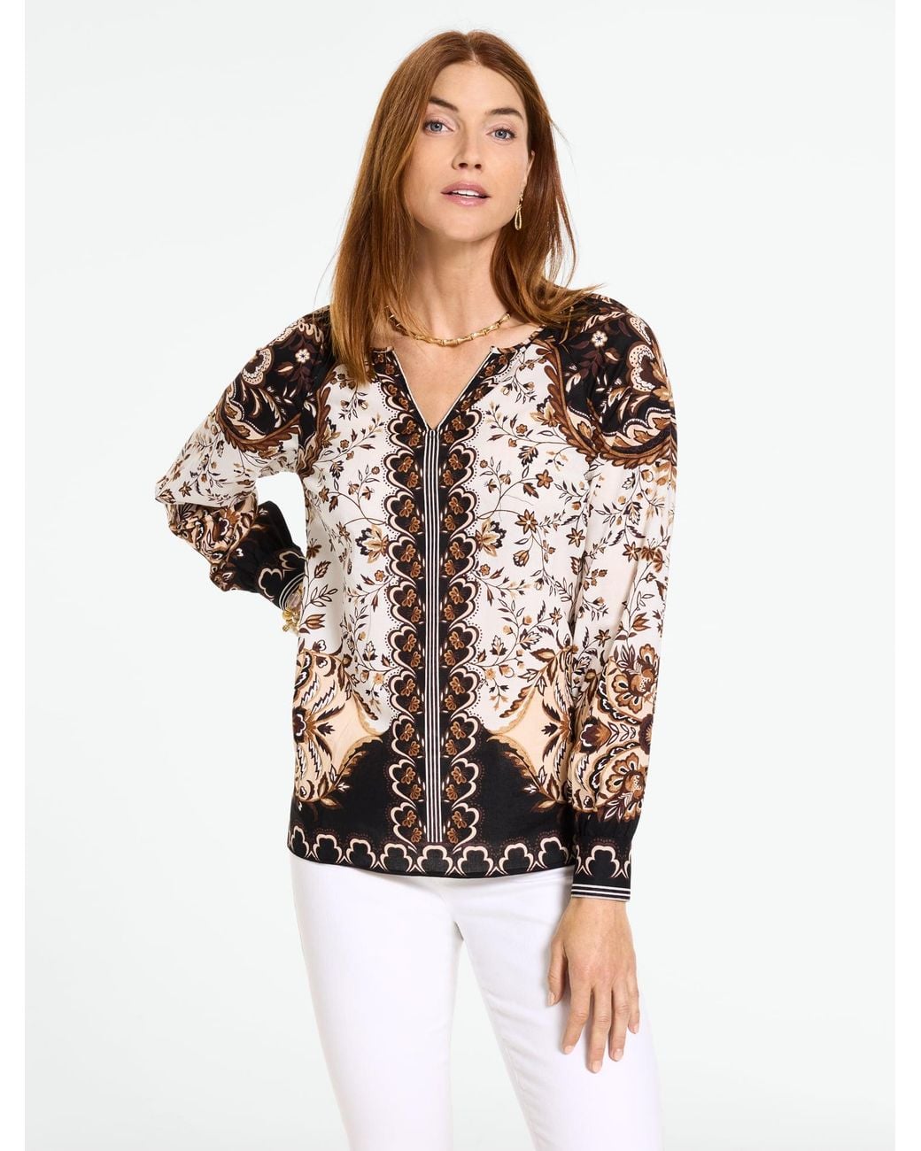 Talbots Black Bohemian Garden Top