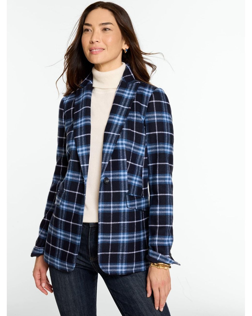 Talbots Blue Magnificent Plaid Blazer
