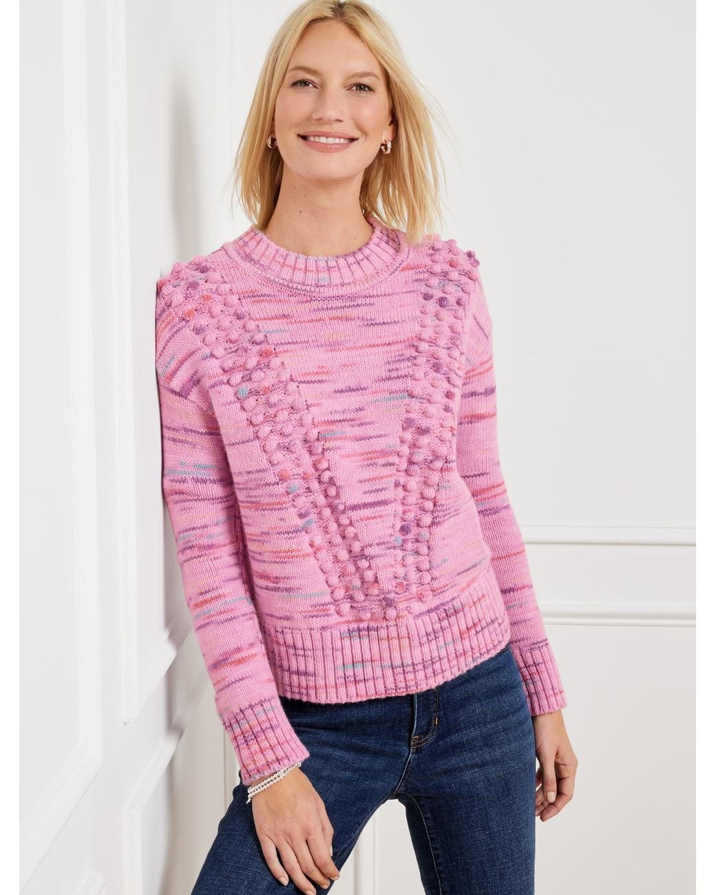 Talbots Pink Chevron Stitch Sweater
