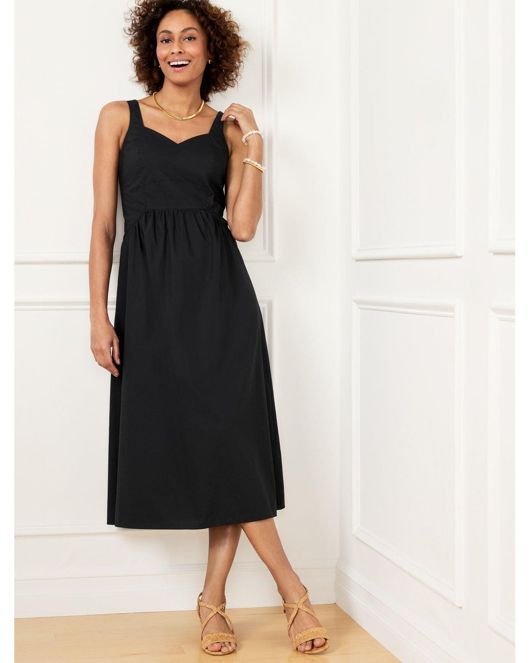 Talbots Modern Poplin Fit & Flare Dress in Black | Lyst