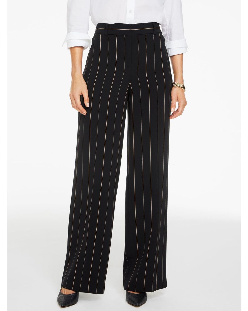 Talbots Black Wide Leg Polished Crepe Pants