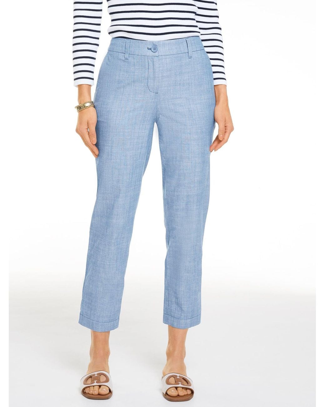Talbots Blue Chambray Perfect Crop Pants