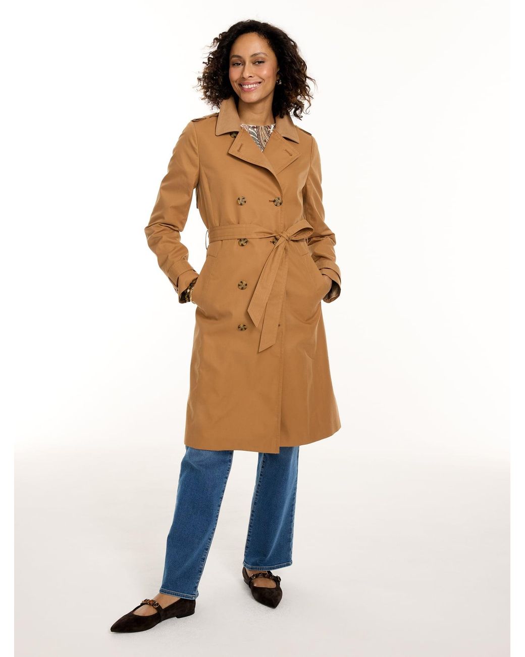 Talbots Blue Twill Double Breasted Trench Coat