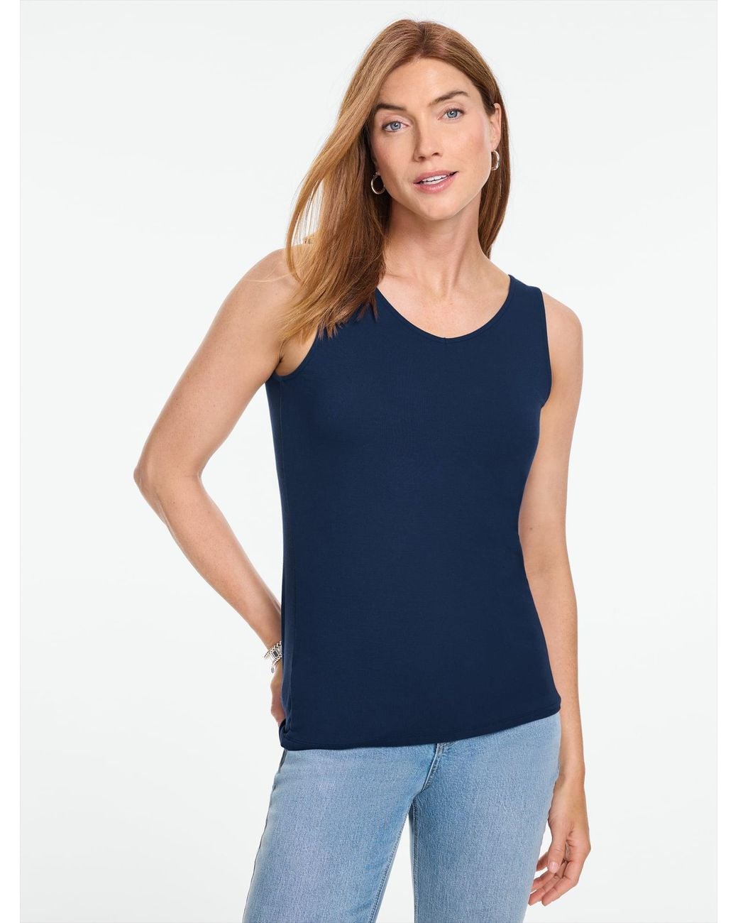 Talbots Blue 180° Two-way Platinum Jersey Tank Top