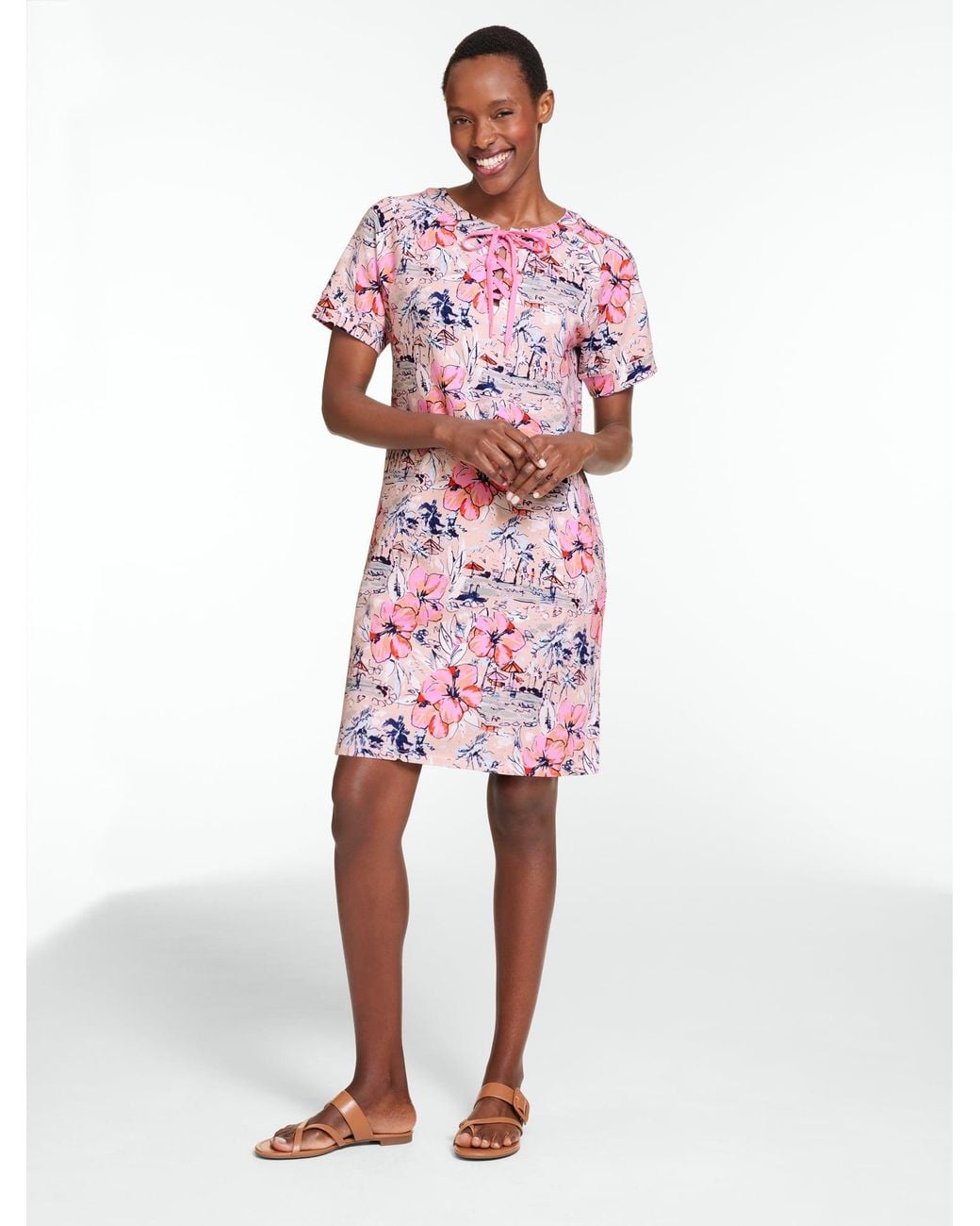 Talbots Red French Terry Lace-up Dress