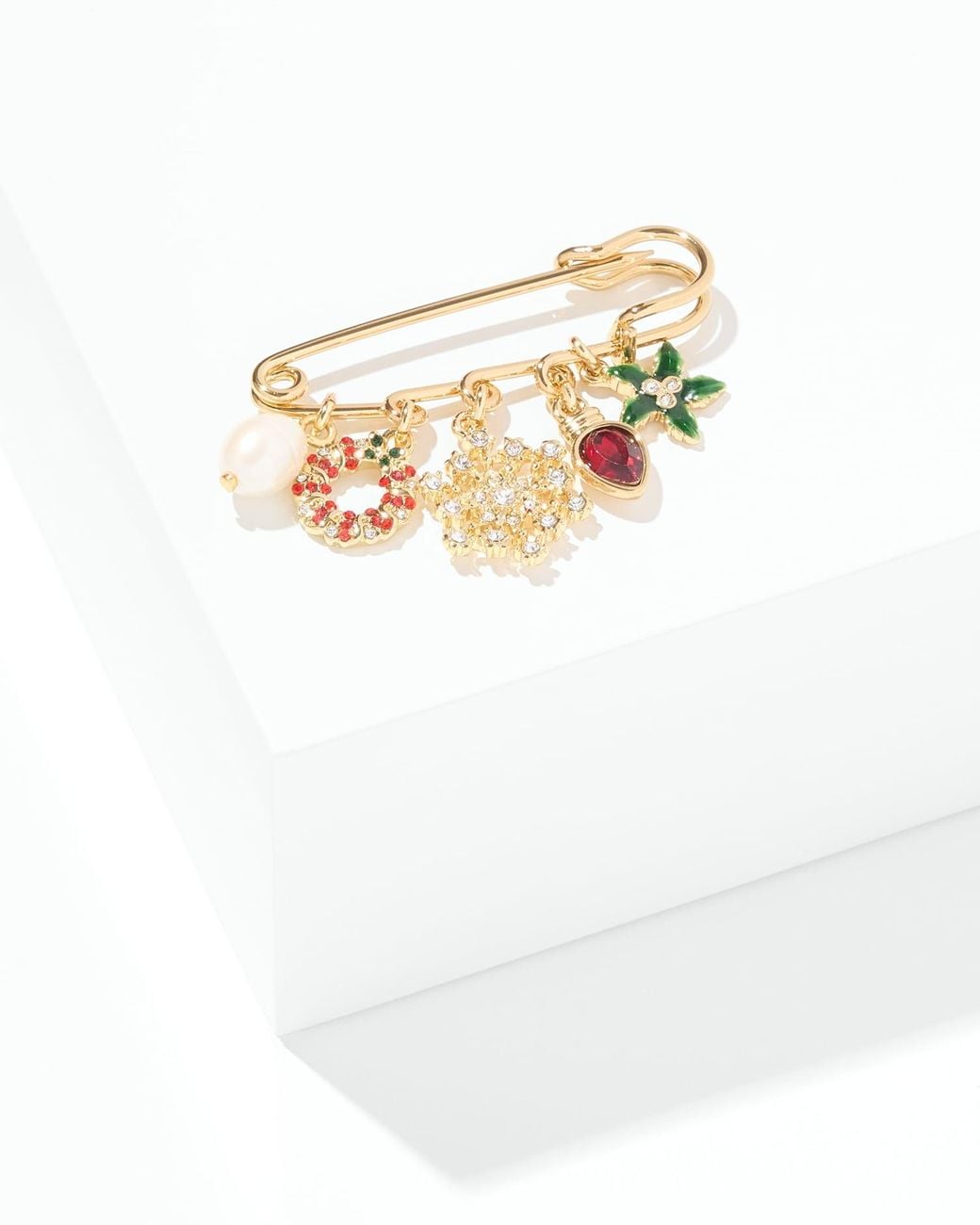 Talbots White Festive Charms Pin