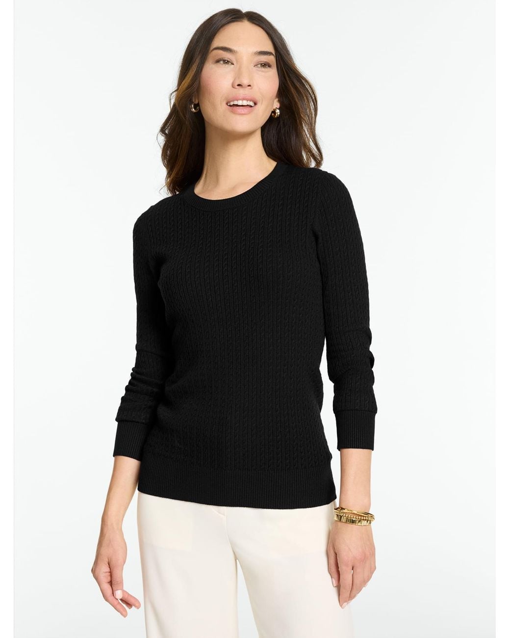Talbots Black Micro Cable Sweater