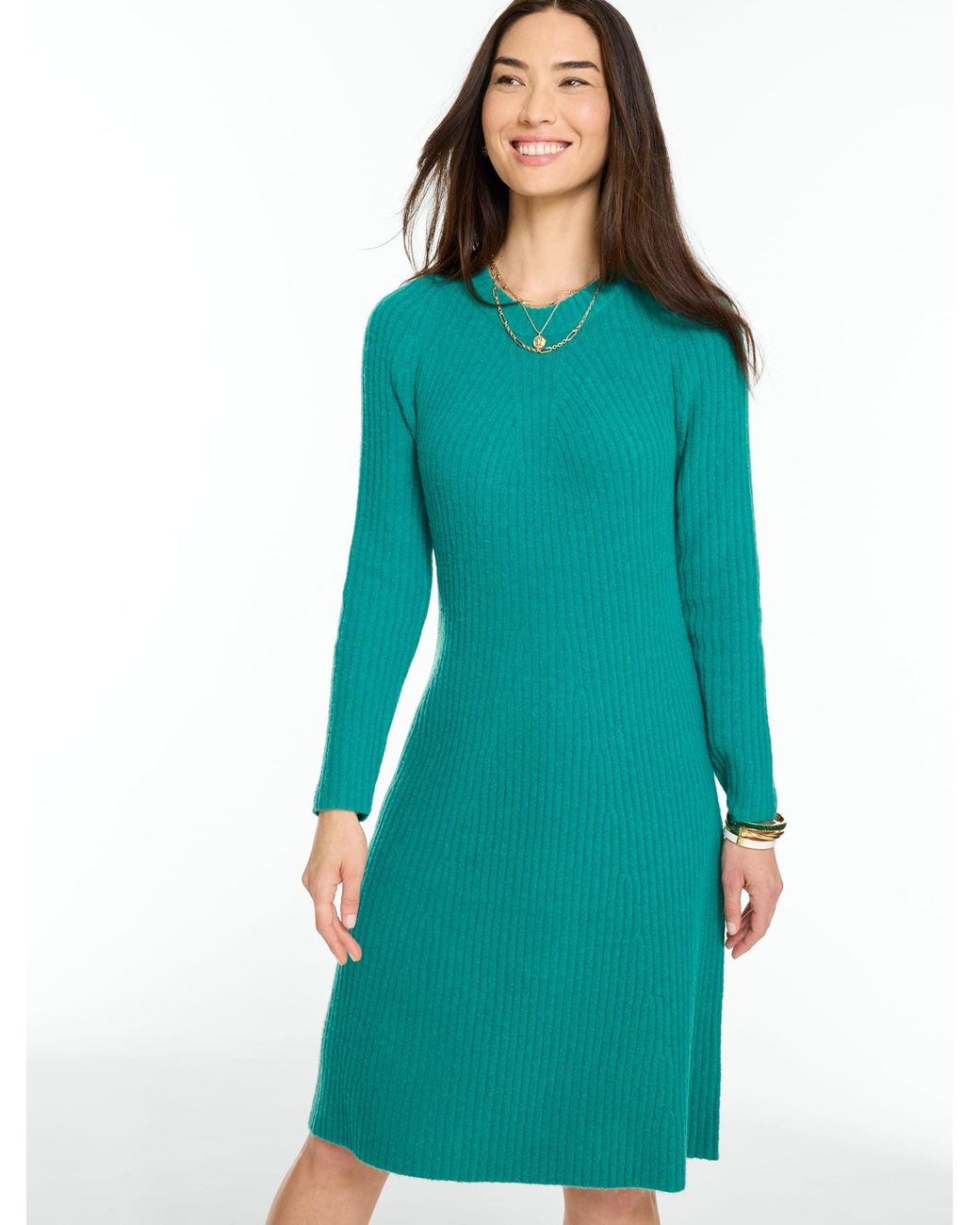 Talbots Blue Fit & Flare Godet Dress