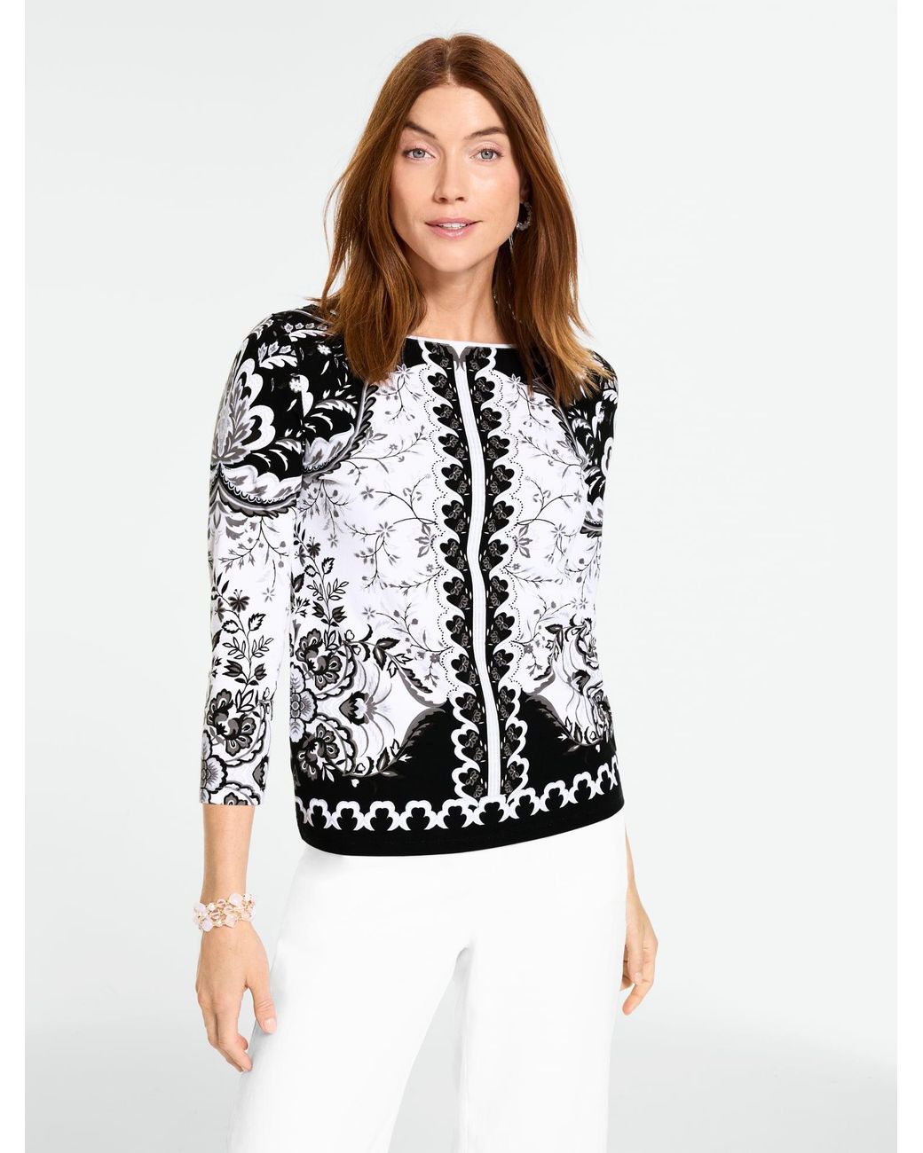 Talbots Multicolor Bateau Neck T-shirt
