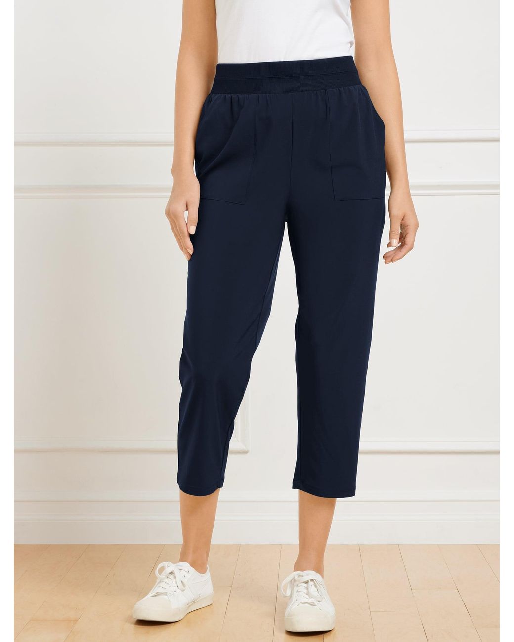 Talbots Blue Lightweight Woven Stretch Straight Leg Crop Pants