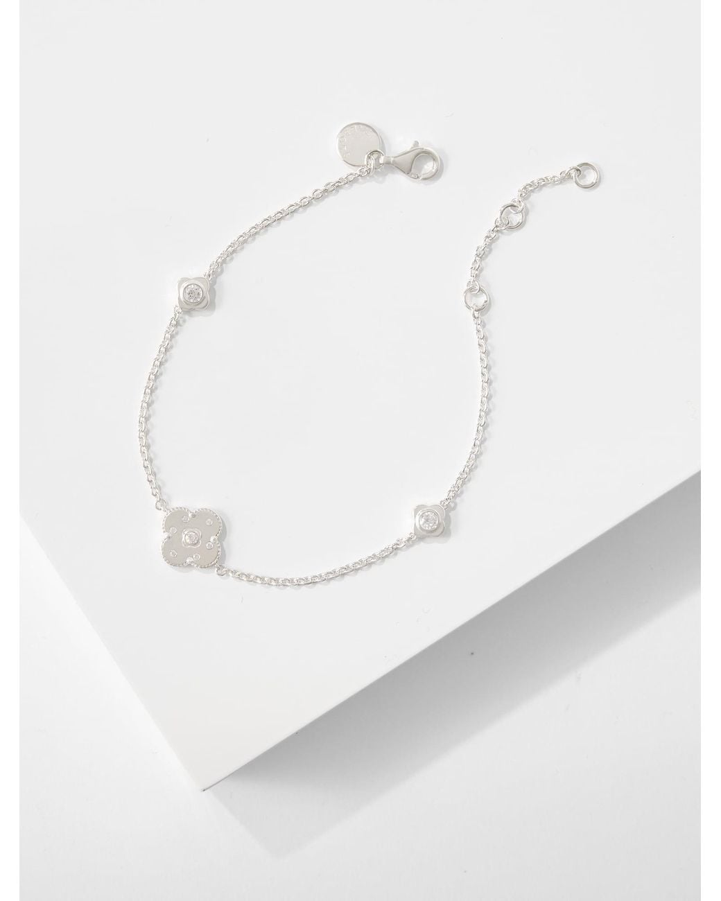 Talbots White Sterling Silver Lustre Clover Bracelet