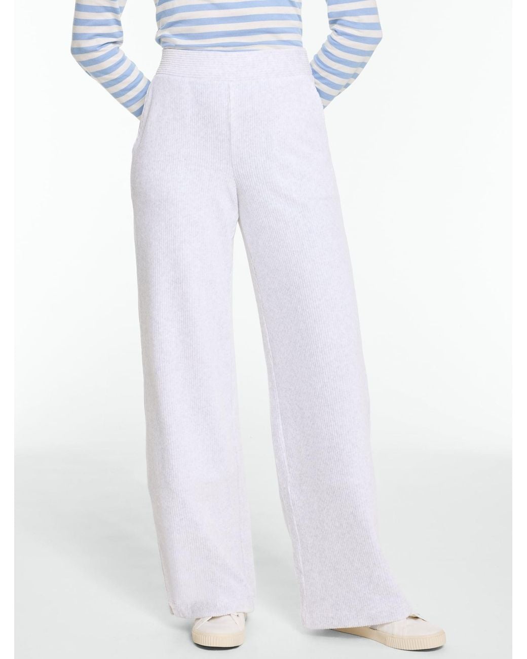 Talbots White Sky Lounge Velour Wide Leg Pants