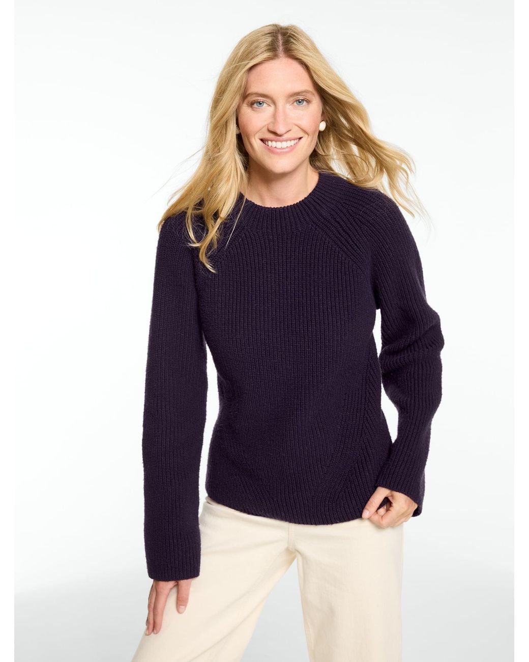 Talbots Purple Shaker Knit Crewneck Sweater