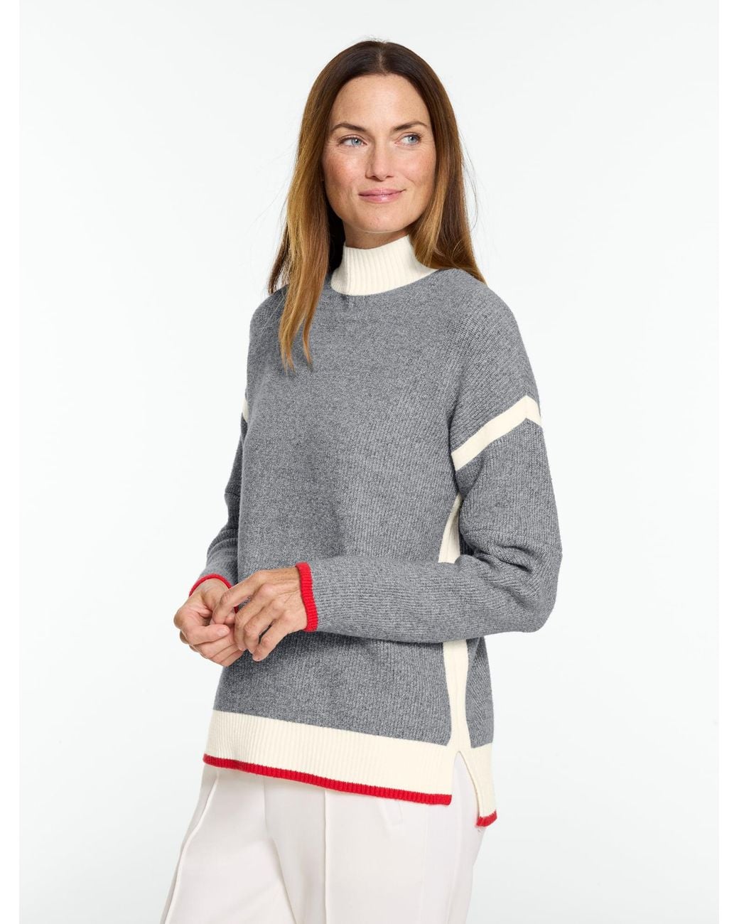 Talbots Gray Sock Monkey Mockneck Sweater