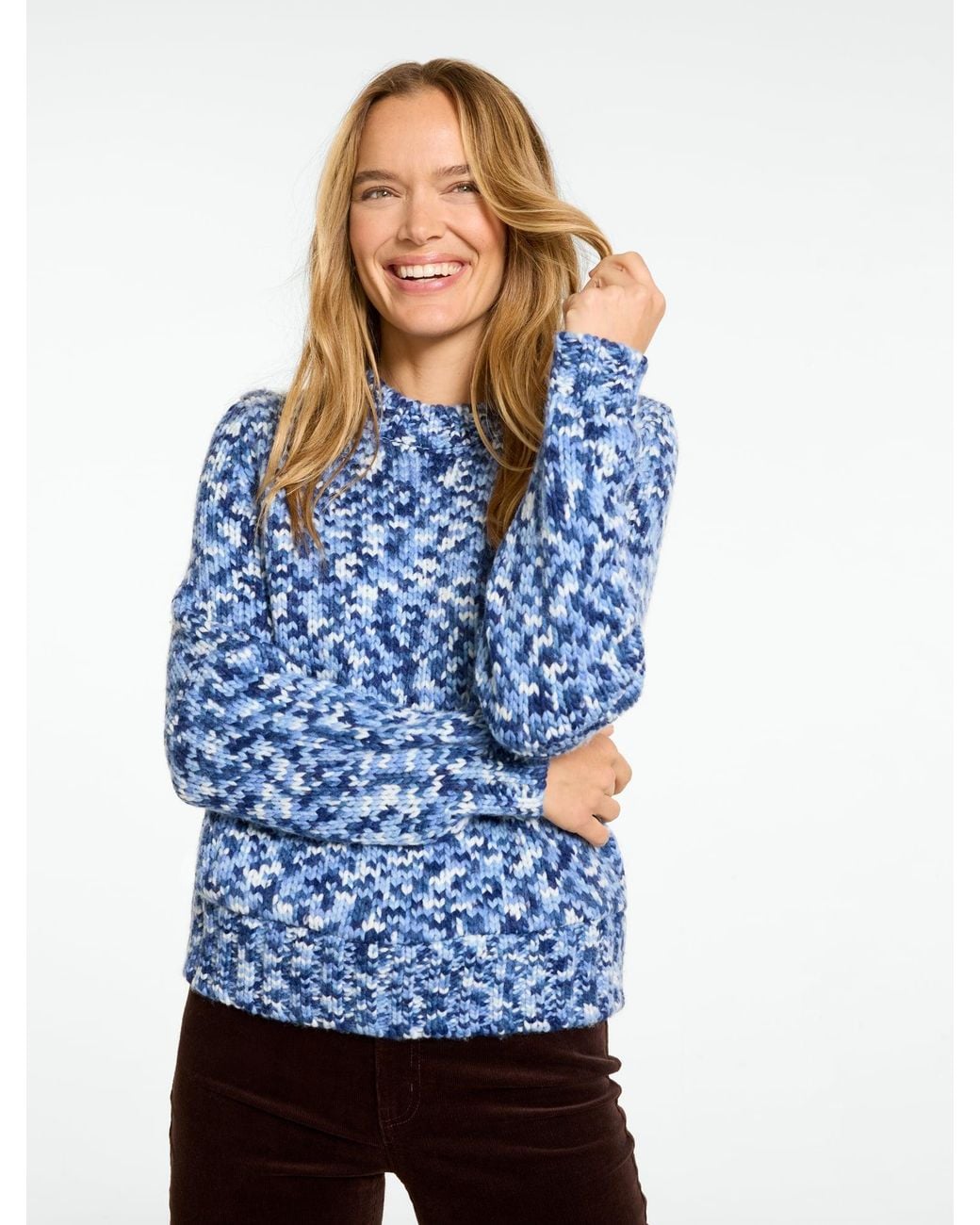 Talbots Blue Space Dye Mockneck Pullover Sweater