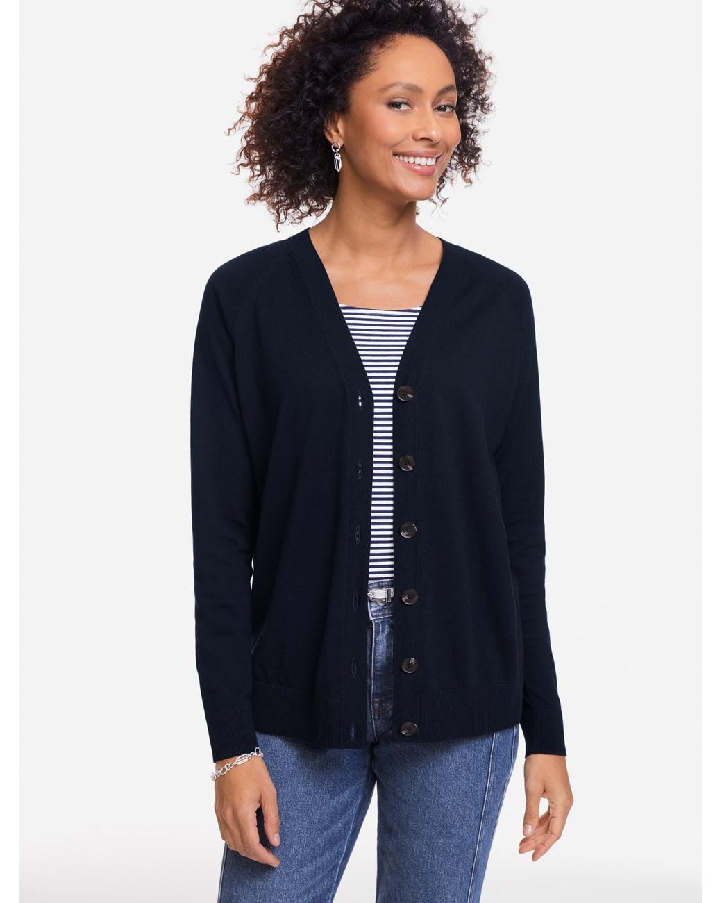 Talbots Blue V-neck Girlfriend Cardigan Sweater
