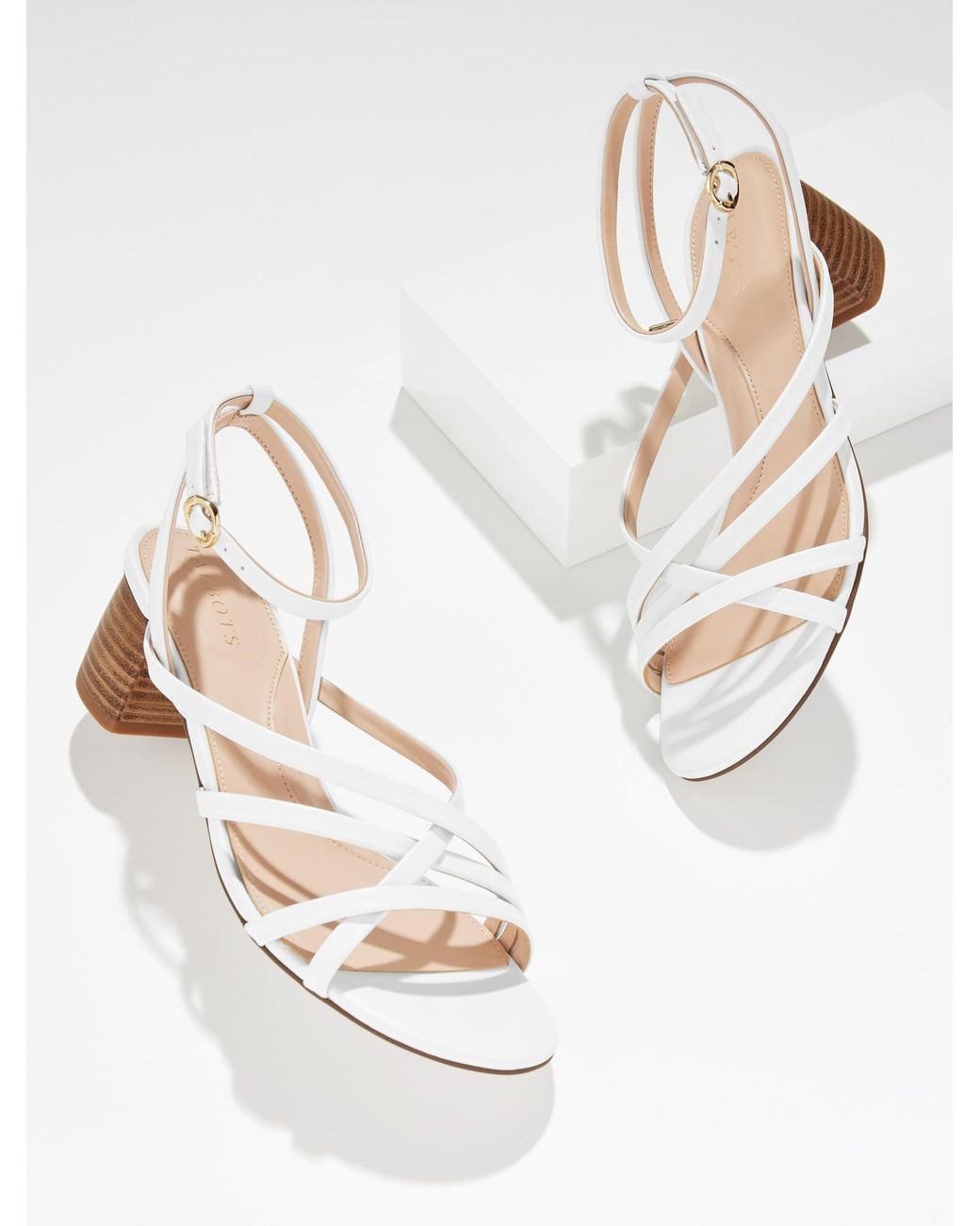 Talbots Natural Lina Strappy Block Heel Sandals