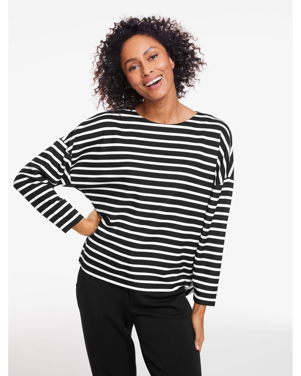 Talbots Black Airknit Stretch Crewneck Sweater Pullover