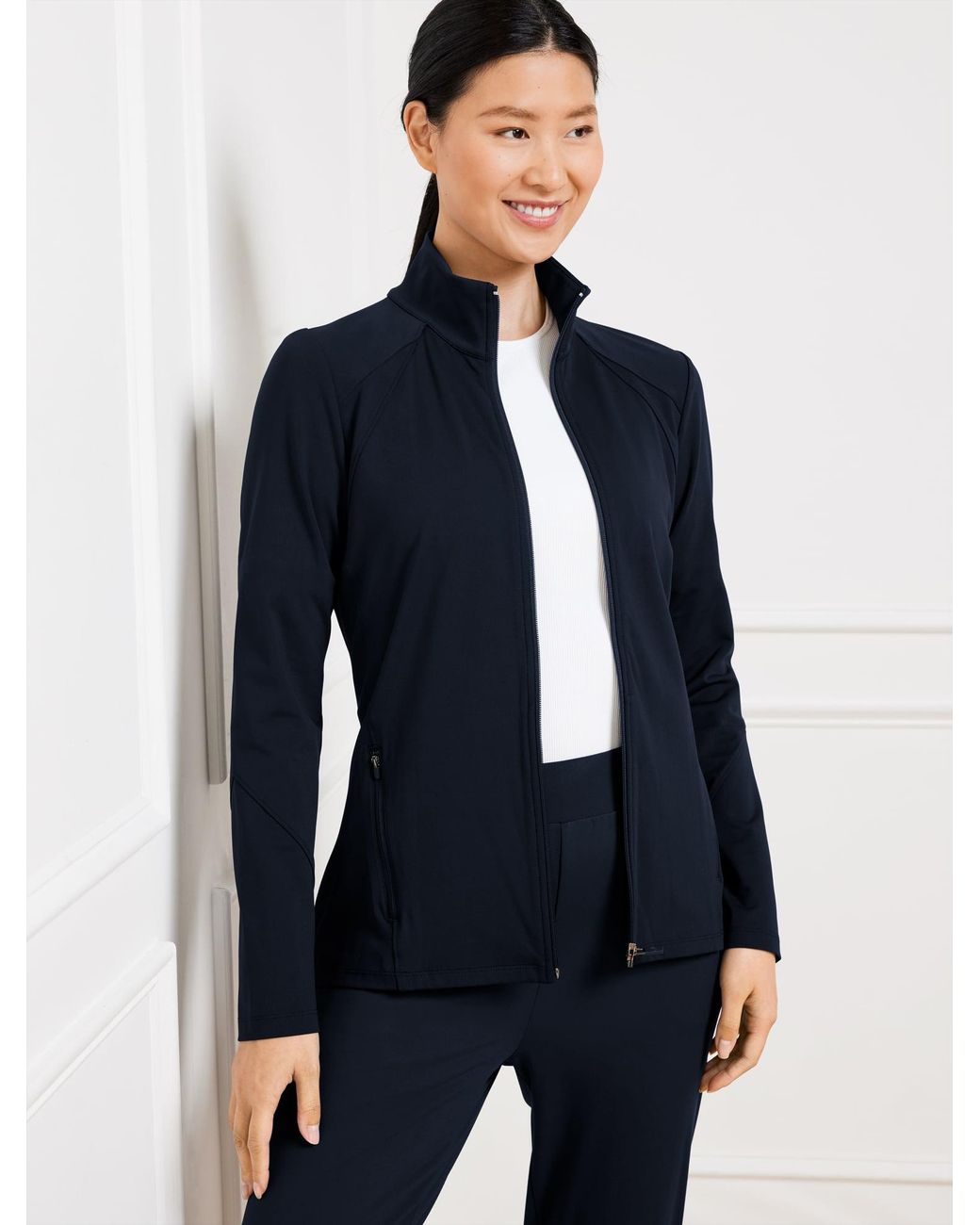 Talbots Blue Performance Interlock Full-zip Jacket