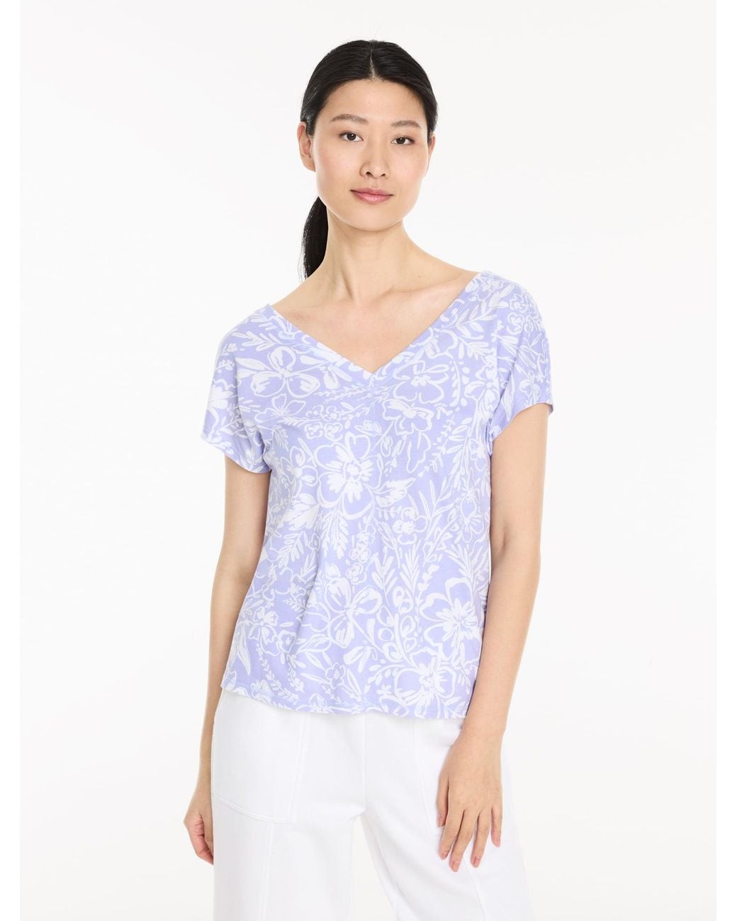 Talbots White Short Sleeve V-neck T-shirt