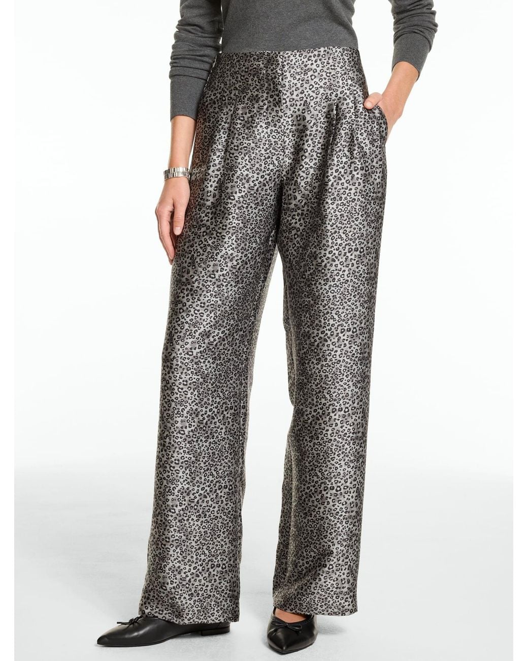 Talbots Gray Satin Wide Leg High Waist Pants