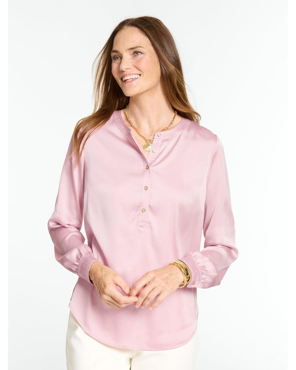 Talbots Pink Soft Satin Charmeuse Top