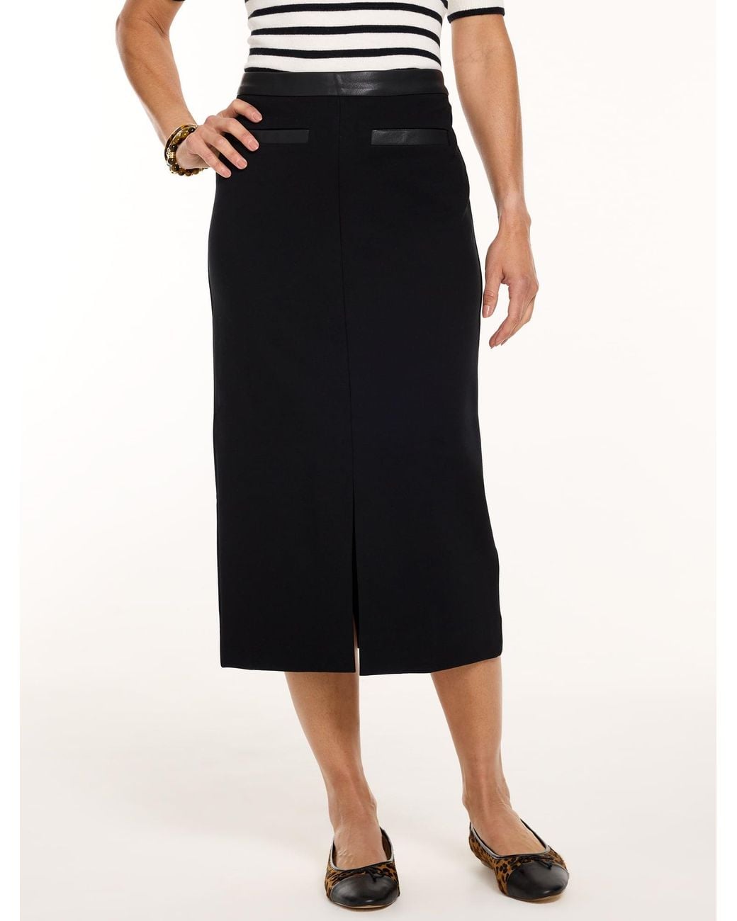 Talbots Black Perfect Ponte Mixed Media Pencil Skirt