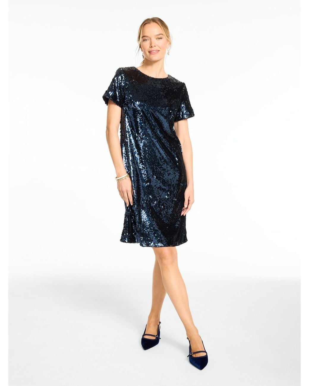 Talbots Blue Rsvp Sequin Shift Dress