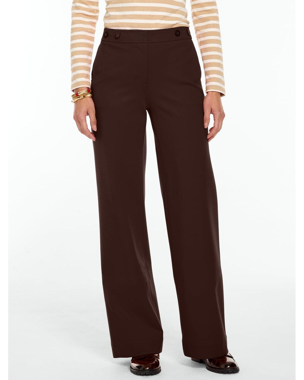 Talbots Brown Polished Ponte Wide Leg Pants