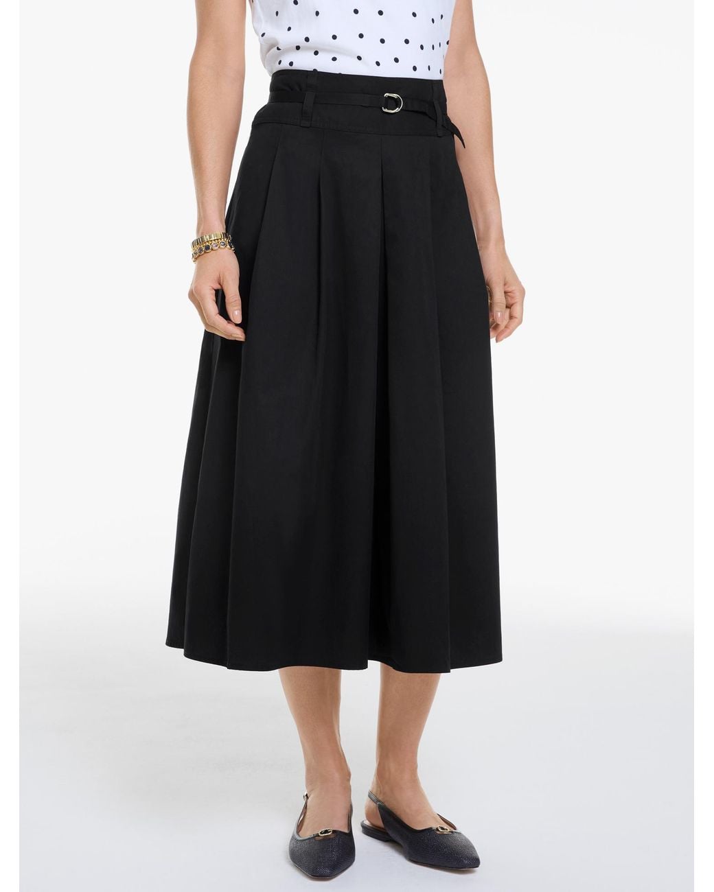 Talbots Black Fit & Flare Twill Skirt