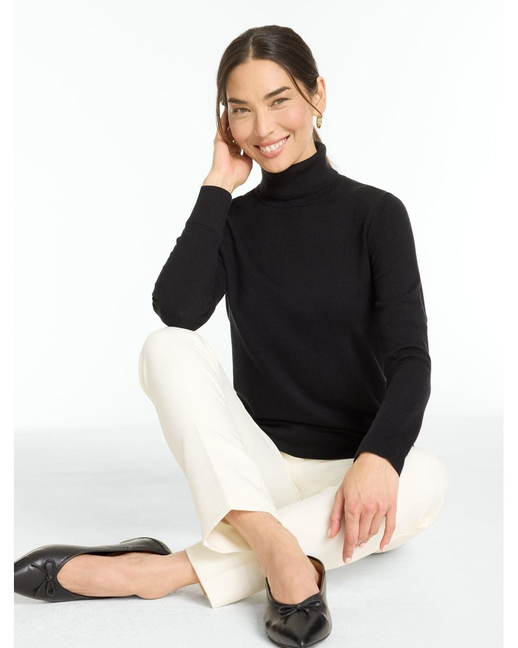 Talbots Black Perfect Turtleneck Top