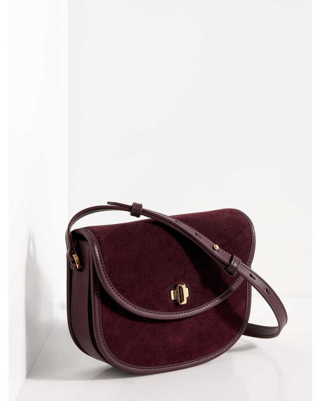 Talbots Purple Sierra Suede Polished Saddle Bag