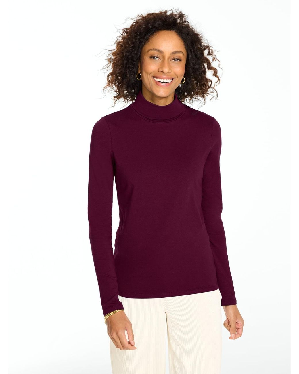 Talbots Purple Cotton Turtleneck Top