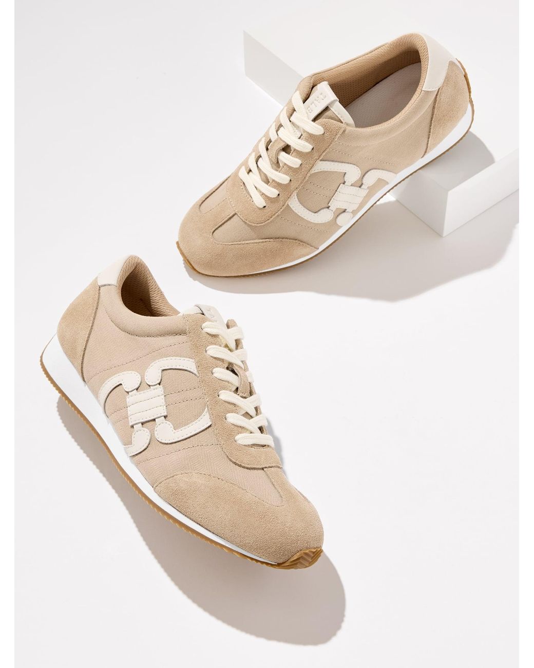 Talbots Natural Alex Status Herringbone Suede Sneakers
