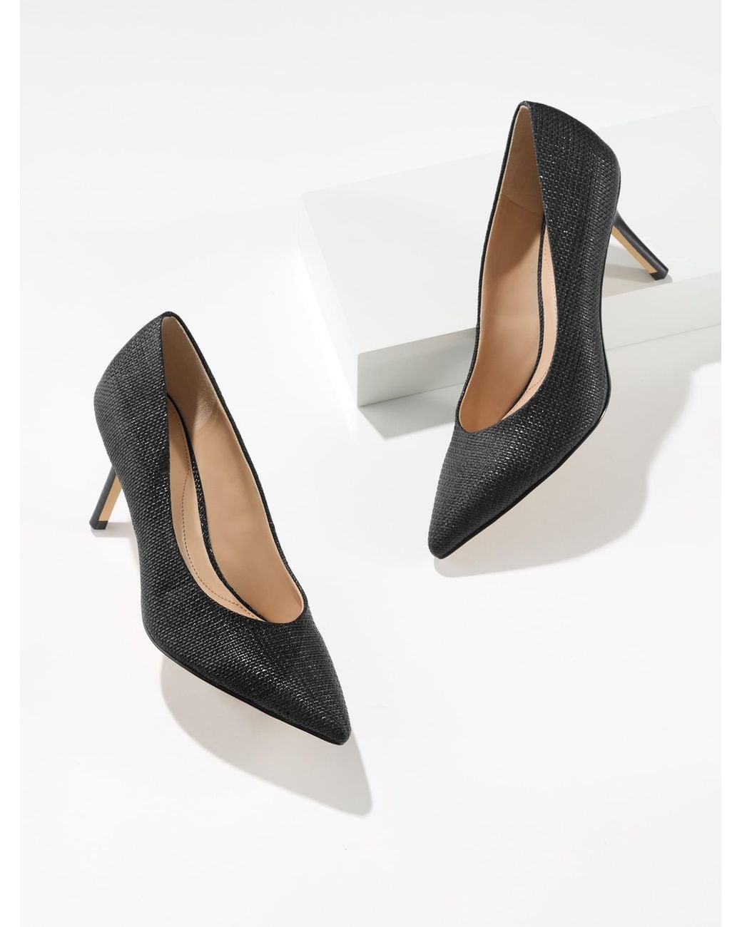 Talbots White Sasha Shimmer Raffia Pointed Toe Pumps