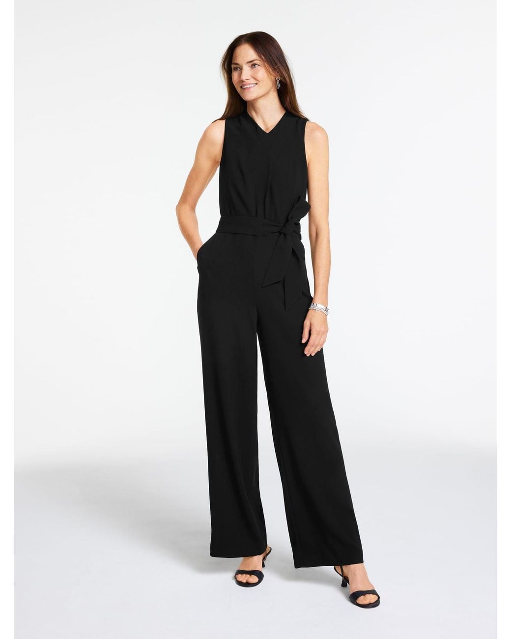 Talbots Black Rsvp Crepe Jumpsuit Dress