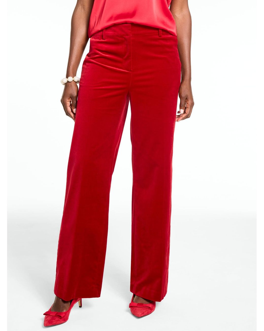 Talbots Red Velveteen Wide Leg Pants