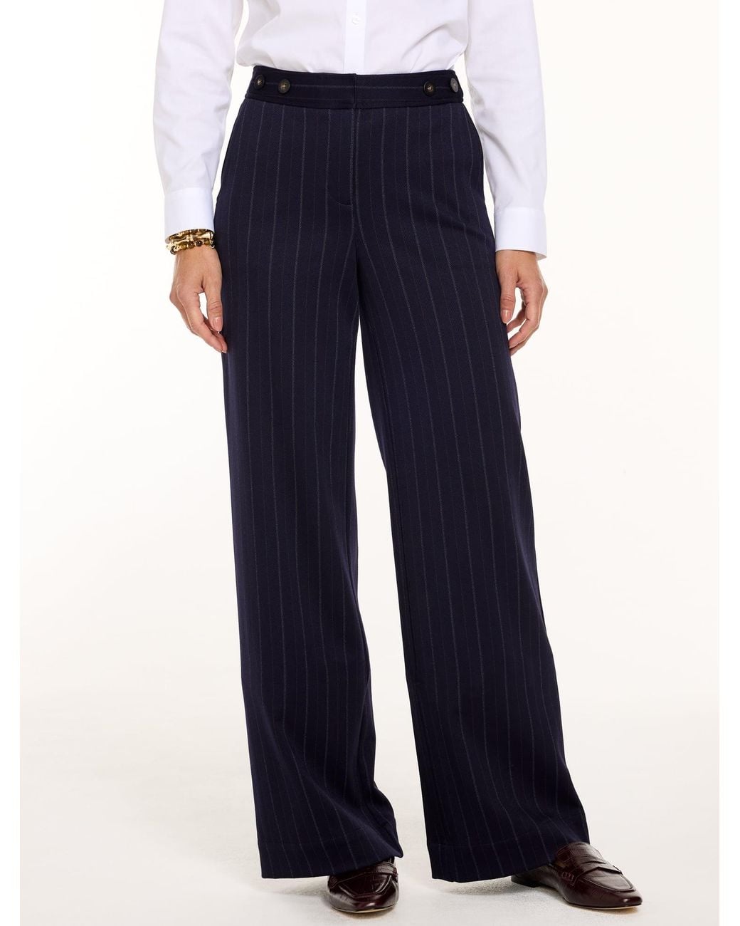 Talbots Blue Polished Ponte Wide Leg Pants