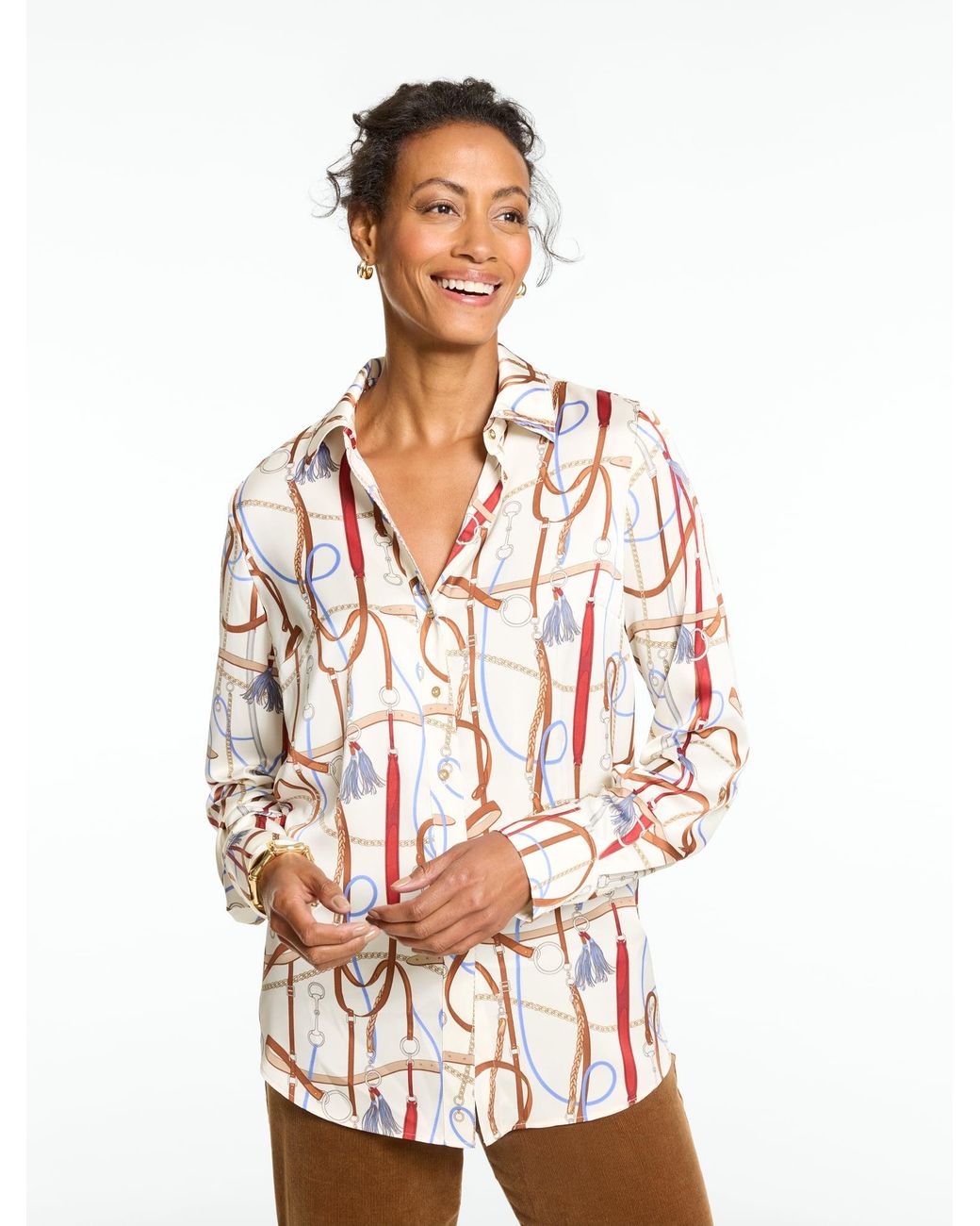 Talbots White Soft Satin Charmeuse Shirt