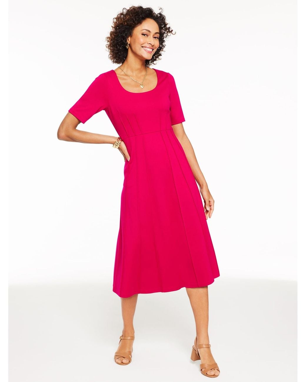 Talbots Pink Luxe Ponte Midi Dress