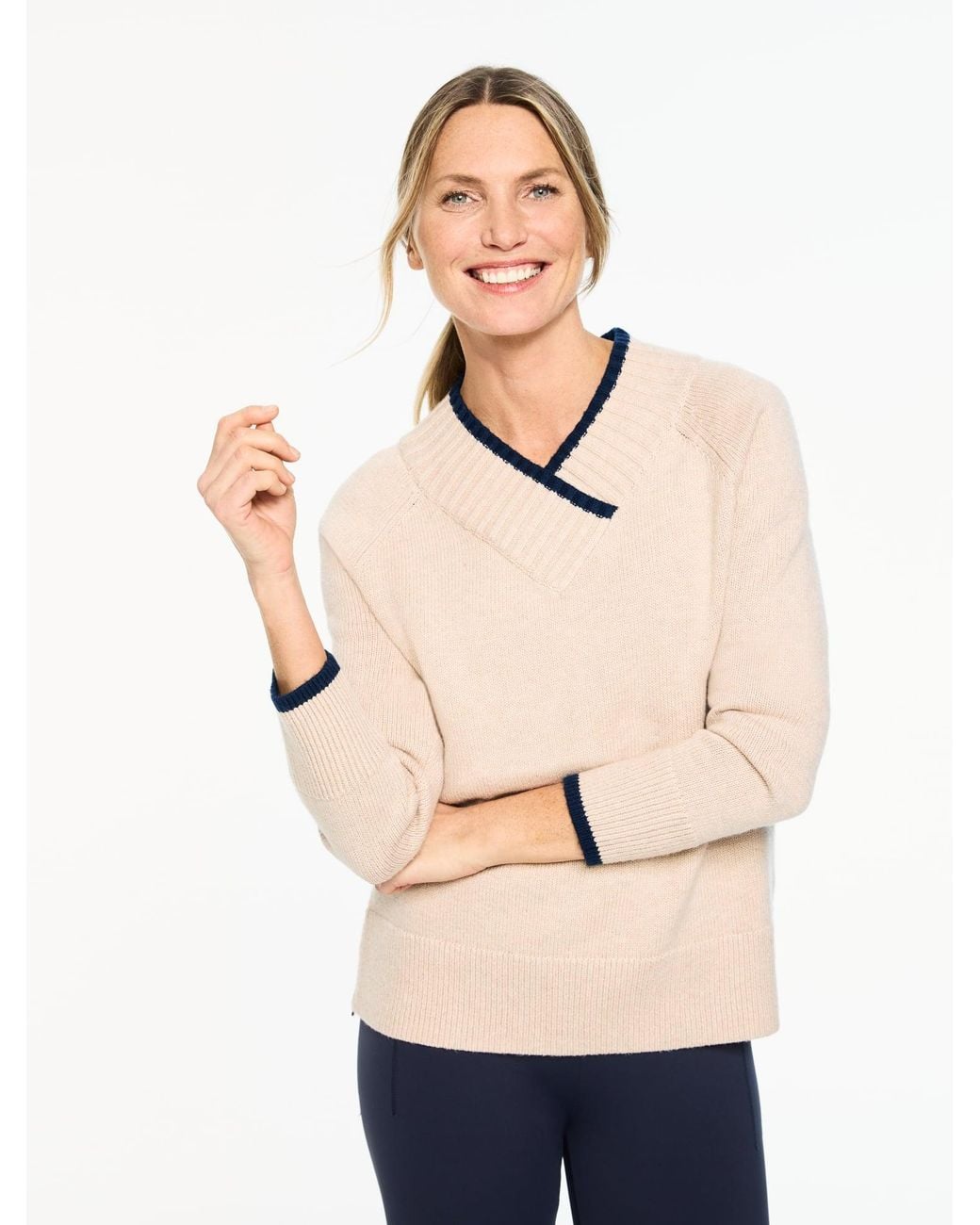 Talbots Natural V-neck Tunic Sweater