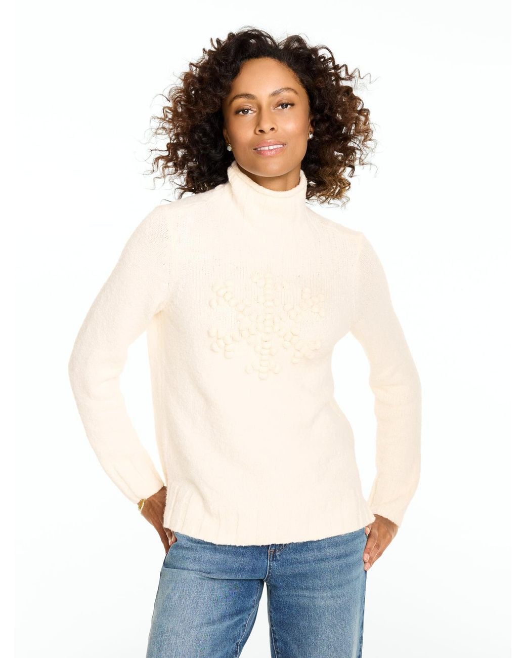 Talbots White Mockneck Pullover Sweater
