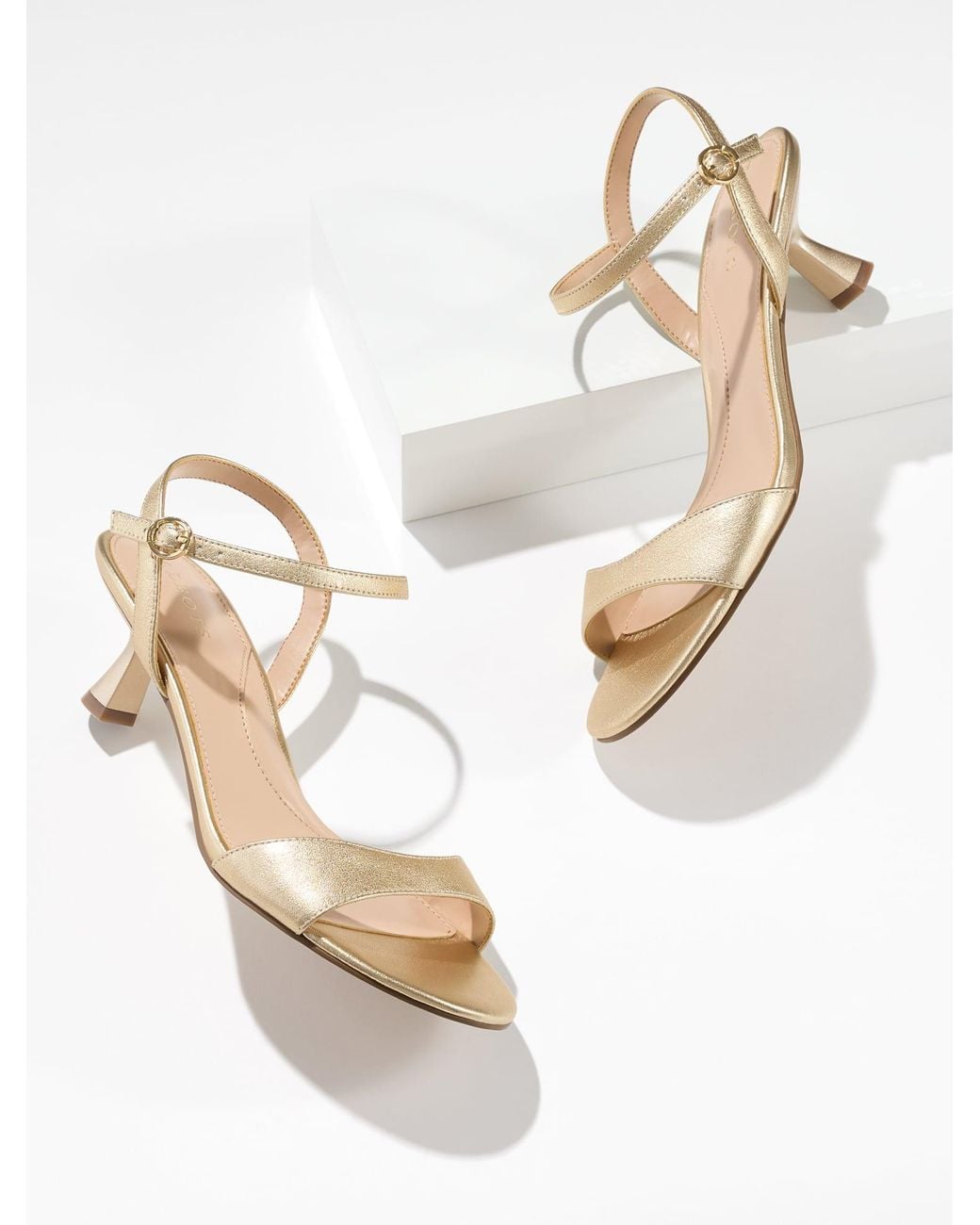 Talbots Natural Dottie Metallic Nappa Kitten Heel Sandals