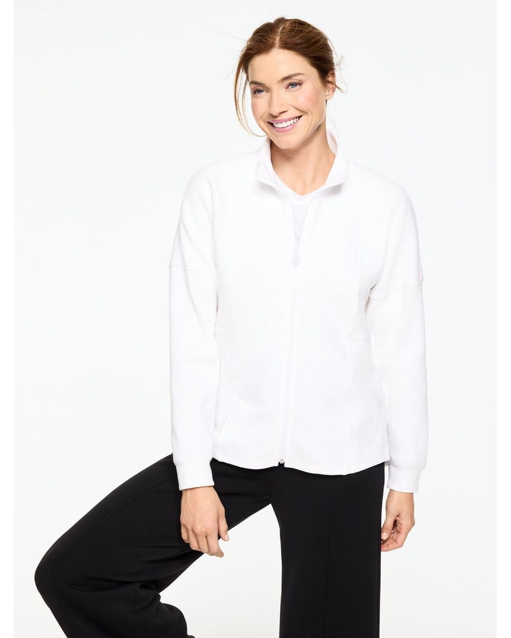 Talbots White Ottoman Rib Full-zip Jacket