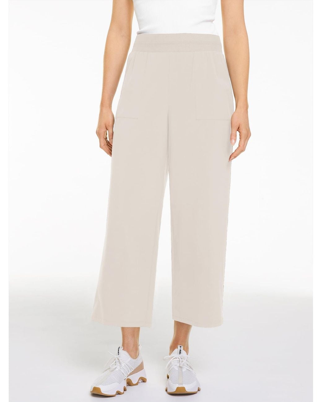 Talbots Natural Lightweight Woven Stretch Wide Ankle Pants