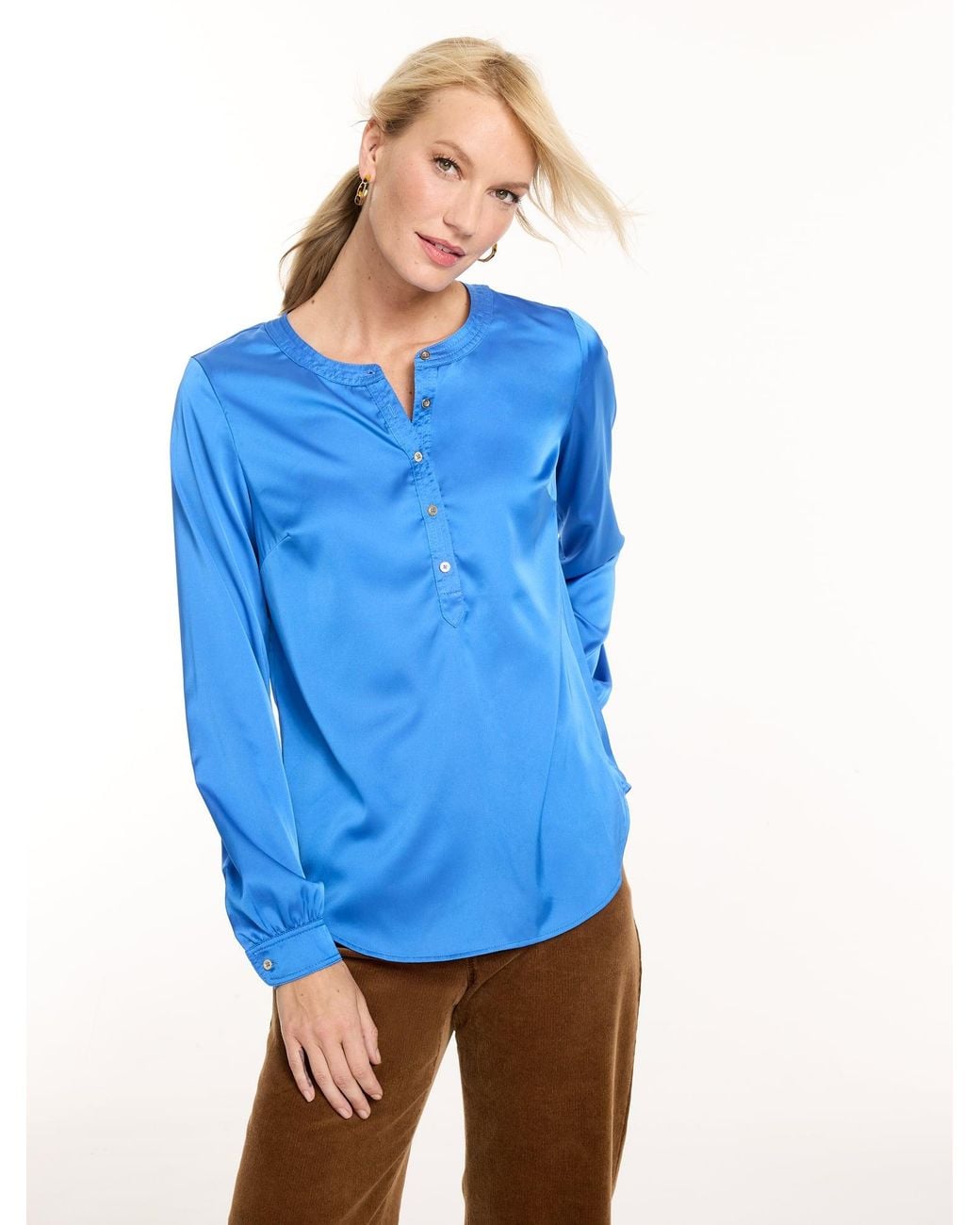 Talbots Blue Soft Satin Charmeuse Top