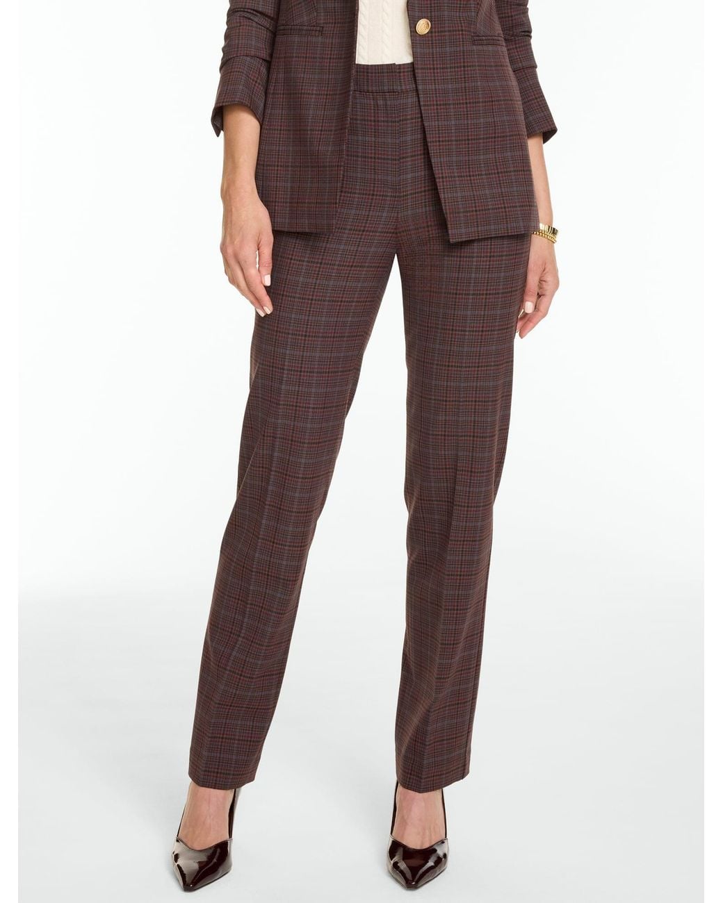 Talbots Brown Celeste Plaid Straight Leg Pants