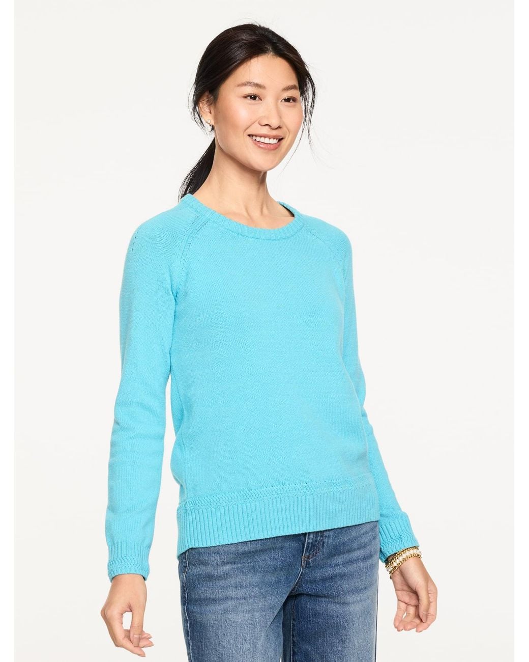 Talbots Blue Crewneck Raglan Sweater