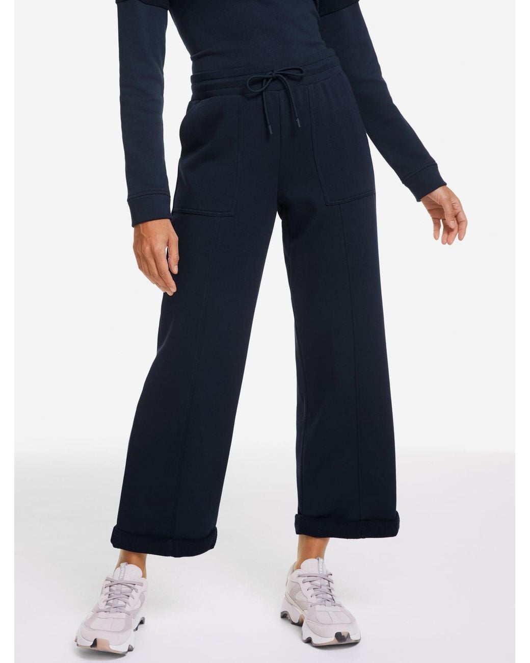 Talbots Blue Cozy French Terry Wide Crop Pants