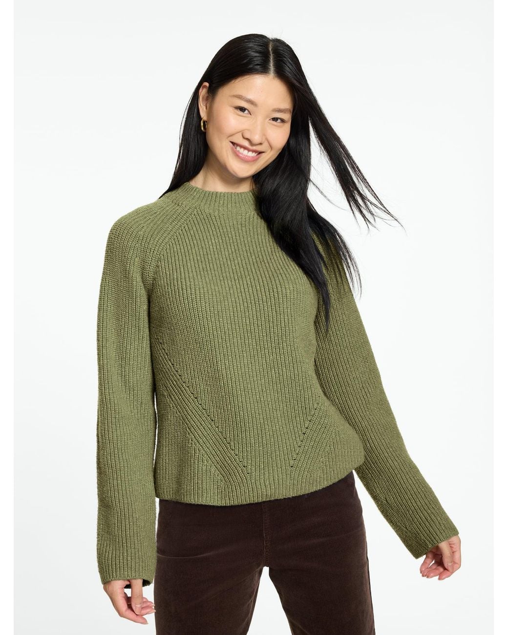 Talbots Green Shaker Knit Crewneck Sweater